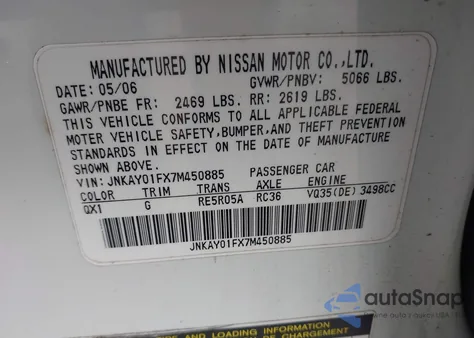 2007 Infiniti M35X из США, поврежденный, VIN JNKAY01FX7M450885